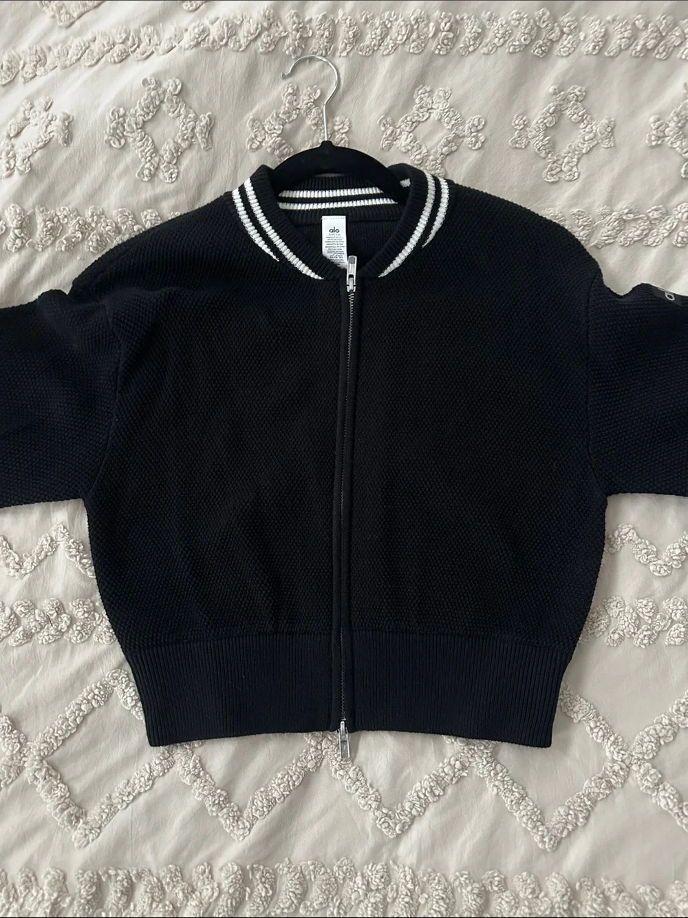 ALO Tennis Club Sweater-Knit Full-Zip Cropped Jacket Size S NWOT